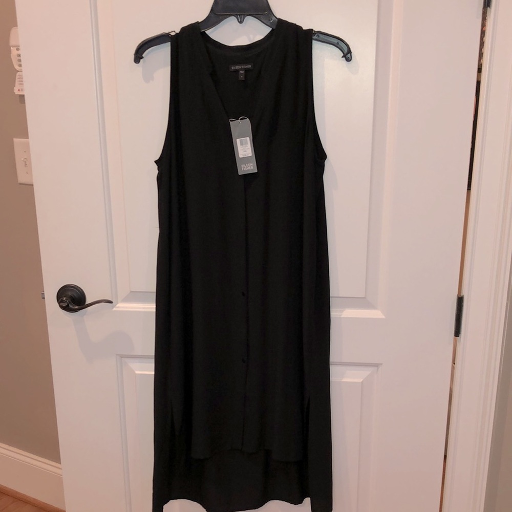 Silk hi-lo semi-sheer tunic dress